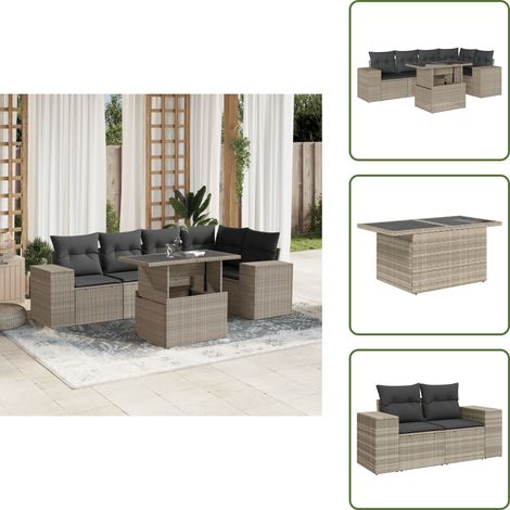 Salon de jardin 6 pcs avec coussins gris clair résine tressée - Ensemble De Canapés De Jardin - Ensembles De Canapés De Jardin - Ensemble De Canapés D'extérieur - Ensemble De Canapés De Patio (1/5)
