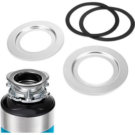 Adaptateur broyeur déchets évier acier inox 304 silicone 18 cm kit 2 pièces compatible InSinkErator BECBAS WasteKing Wastemaid GE (1/5)