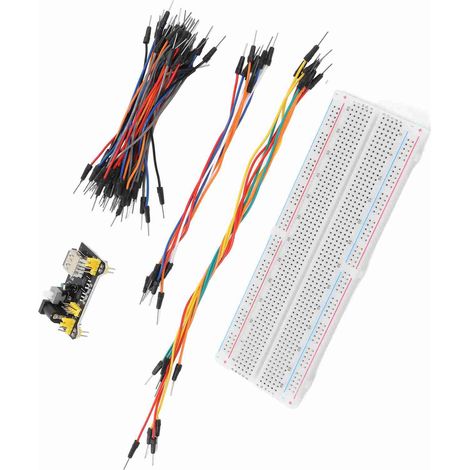 Plaque de prototypage 830 points avec module d'alimentation 3.3V 5V et kit de câbles de connexion pour projets de circuits DIY (1/5)