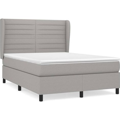 Maison Exclusive - Sommier à lattes de lit avec matelas Gris clair 140x200cm Tissu (1/5)