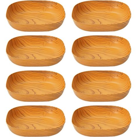 Plateaux de Service Rangement Snacks en Pp Imitation Bois 8 Pièces Bol à Sauce Rond aux Bords Arrondis sans Risque de Coupure Cuisine et Camping (1/5)