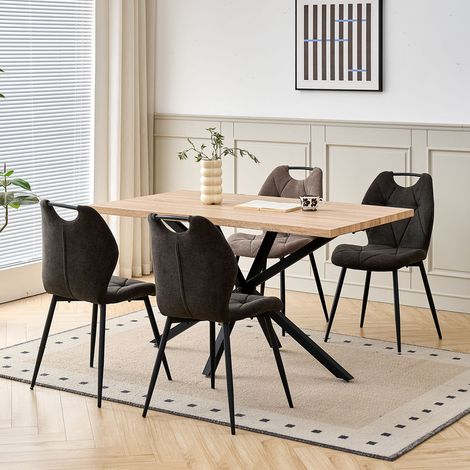 Wokaka Lot de 4 chaises - Chaise de salle à manger avec poignées -  Dossier en Tissu - Noir vintage