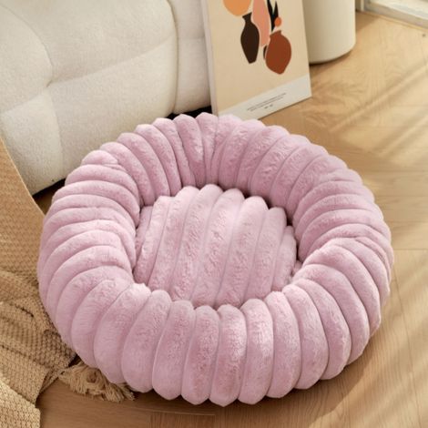 Lit rond pour chat et chien en tissu doux violet de 40 cm de diamètre, lit extra large pour chat et chien, lit chaud pour l'hiver (1/5)