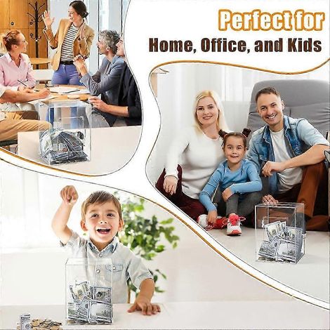 Tirelire transparente avec serrure tirelire en acrylique avec clé pour adultes et enfants boîte à économies réutilisable pour anniversaire (1/3)
