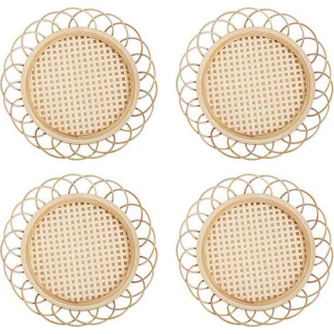 Sous-verres En Rotin - Décor Boho Pour Salon Cuisine Extérieur - Set De 6