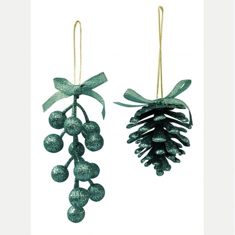 PIGNE E BACCHE GLITTER VERDE SMERALDO 6-13 CM PREZZO CADUNO, INDICARE LA PREFERE