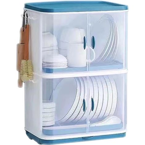 Égouttoir à vaisselle avec couvercle, double couche, grande capacité, installation facile et bac d'égouttage amovible. (1/4)