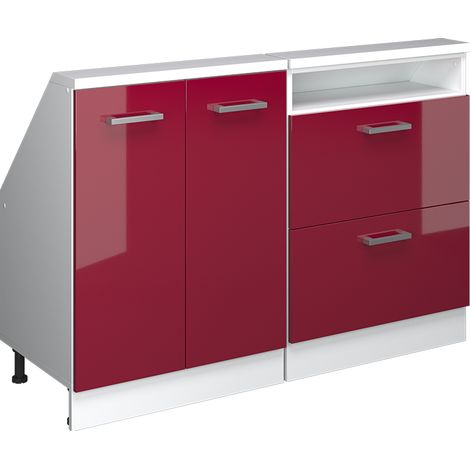 Dachschrägenschrank Rion, Weiß/Bordeaux Hochglanz, 2er Set, Vicco