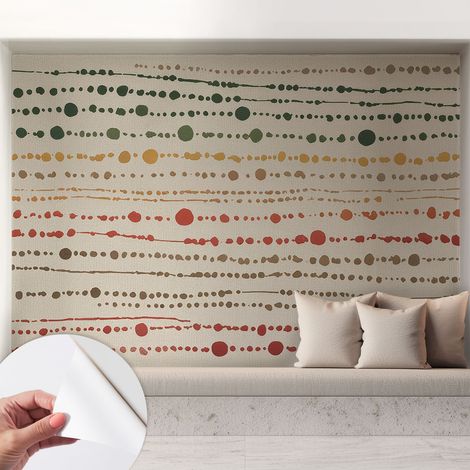 Papier peint adhésif autocollant pour salon chambre à coucher tendance et originale Points colorés 208x146 cm (1/5)