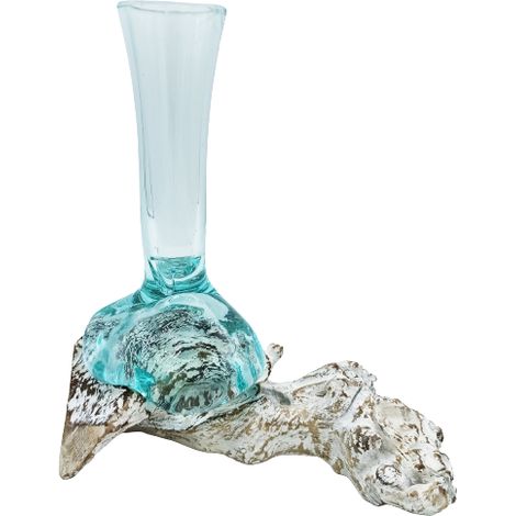 Verre fondu sur bois blanchi à la chaux - Vase - Moyen- Vendu par 1 (1/4)