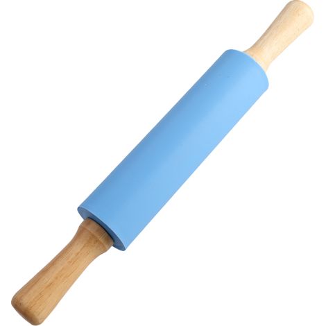 Rouleau À Pâtisserie En Silicone - Surface Antiadhésive - Poignées En Bois - Pour Pâte À Pizza Et Pâtisserie - 1 Pièce (1/5)