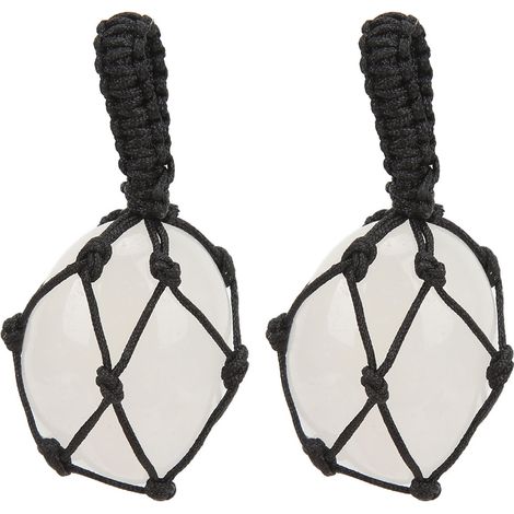 Lot de 2 ornements suspendus en cristal naturel, pierre blanche, apaisants et favorisant la réflexion, l'abondance et le succès. (1/5)