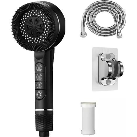 Pommeau Douche Haute Pression,Pommeau De Douche Anti Calcaire,Filtre Shower Head avec Tuyau 1.5M et Support,4 Types Jets Douchette (1/5)