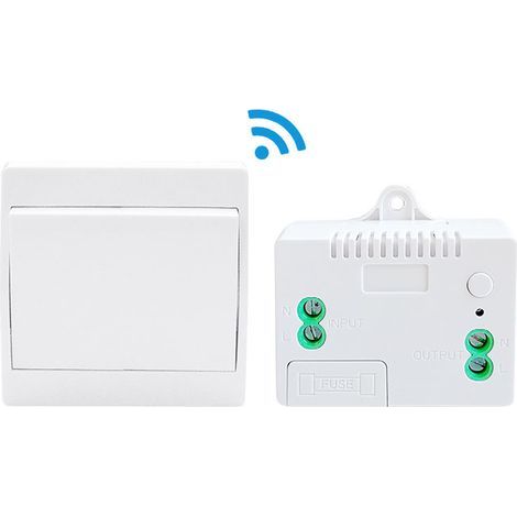Interruttore di illuminazione wireless da 110-220V e kit ricevitore, interruttore autoalimentato, telecomando per apparecchio di illuminazione - 1 interruttore e 1 ricevitore (1/5)