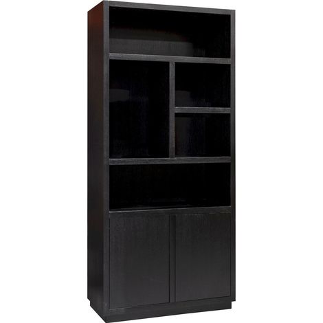 Bibliothèque Oakura 2 portes - Noir intense (1/5)