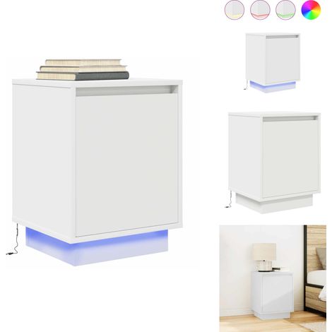 Table de chevet avec lumières LED blanc 38x34x50 cm - Table De Chevet - Tables De Chevet - Table D'appoint - Table De Nuit (1/5)