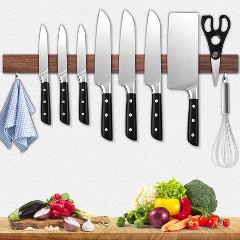 Magnetleiste Messer 25 cm mit 2 Haken, Schwarz, Magnetisch, Edelstahl (1/5)
