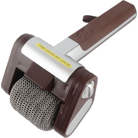 Brosse rotative pour barbecue sans fil rechargeable avec rouleau en acier inoxydable 350 tr/min et lumière LED, nettoyant électrique pour barbecue, marron (1/5)