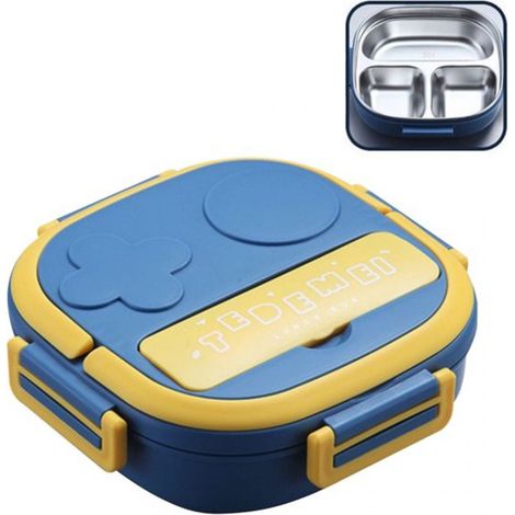 Boîte À Lunch En Acier Inoxydable - 2 Compartiments - Assiette Intégrée - Pour Déjeuner Sur Place Ou En Déplacement - 1 Pièce (1/5)