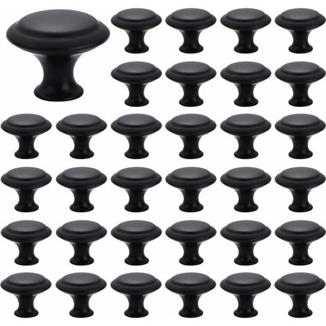 MINKUROW 40 Stück Möbelknöpfe, 27 mm Schubladenknöpfe, runde Türknöpfe, runde Schrankknöpfe, Schubladentürgriff mit Schrauben, für Schrank, Schreibtisch, Nachttisch, Bücherregal, Möbel Schwarz