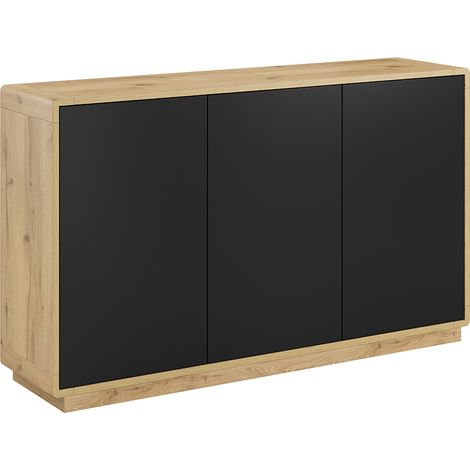 Buffet 3 ante Raven nero opaco e marrone 75cm (1/5)