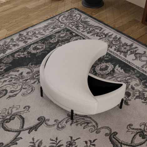 (Tissu chenille avec couvercle-plateau) — Fait office de table d'appoint, de siège rembourré, de banc pour se chausser et de repose-pieds  convient aux salons, aux entrées et aux couloirs — Beige (1/5)