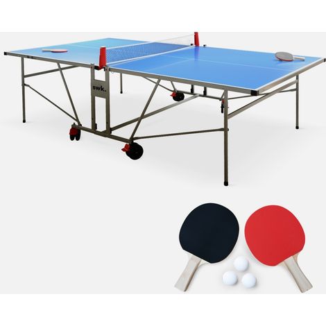 Mesa de ping pong exterior plegable con 2 raquetas y 3 pelotas, 274cm