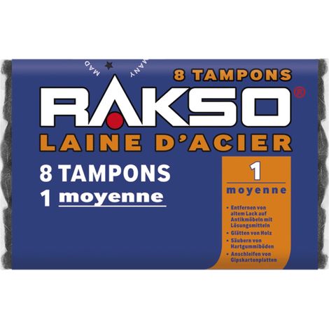 Laine d'acier moyenne 1-8 pads, lisse le bois, enlève le vieux vernis des meubles anciens, nettoie les sols en caoutchouc dur (1/5)