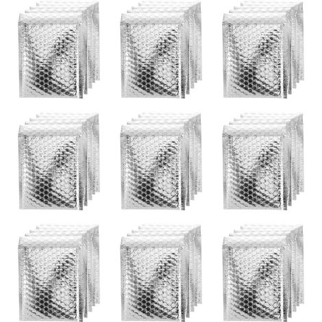 100 Enveloppes à Bulles Rembourrées Argentées Auto-scellantes en Matériau Synthétique pour Expédition et Emballage, Lot de 100 Pièces pour Boutiques et Courrier (1/5)