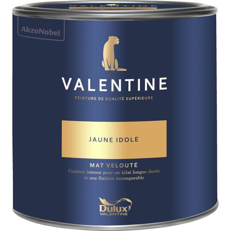 Dulux Valentine Peinture intérieure de haute qualité - Valentine - Couleur intense & pouvoir couvrant élevé - Mat Velouté Jaune Idole 2 L