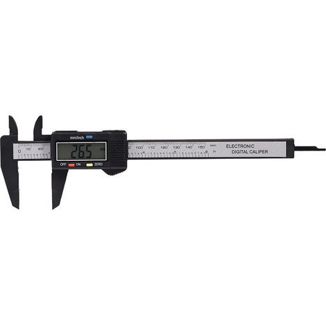Pied à coulisse numérique avec grand écran LCD pour mesures intérieures, extérieures, de profondeur et de gradins (Noir) (1/5)