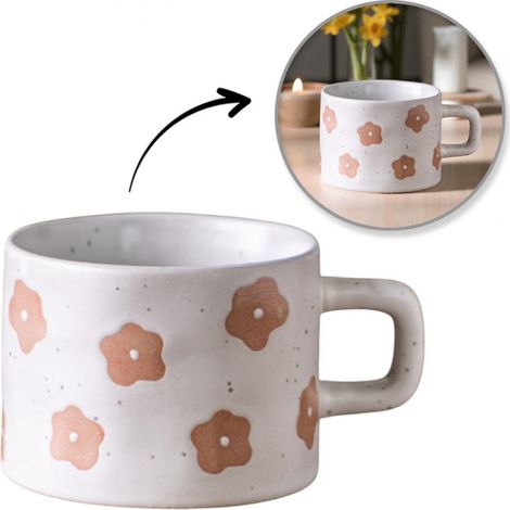 Keramikbecher, Blumenmuster, 250 ml - KB30
