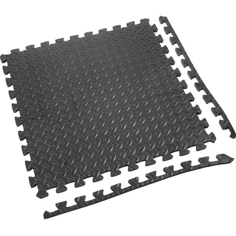 Tapis de Protection de Sol EVA, Matelas Puzzle Imperméable,6 Dalles,pour Fitness, Piscine, Patageoire, Garage- 60x60cm-Noir (1/5)