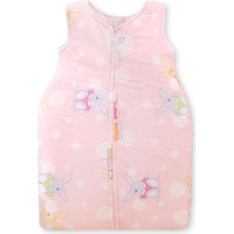 Saco de dormir de algodón para niños de 6 a 12 meses, TOG 2.5, para todo el año, conejitos sobre fondo rosa. (1/3)