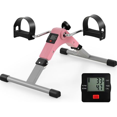 COSTWAY Under Desk Exercise Bike Foldable Mini Pedal Exerciser-Pink (1/5)