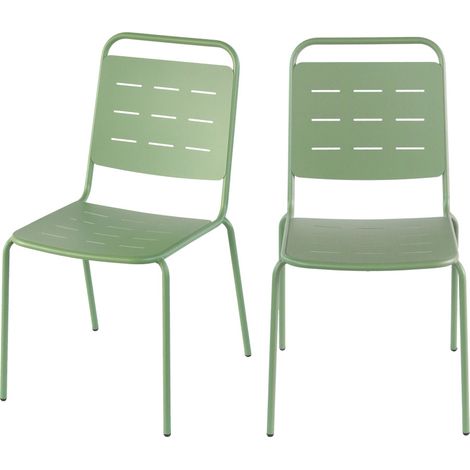 Lot de 4 chaises de jardin en métal - Vert - Aria (1/5)