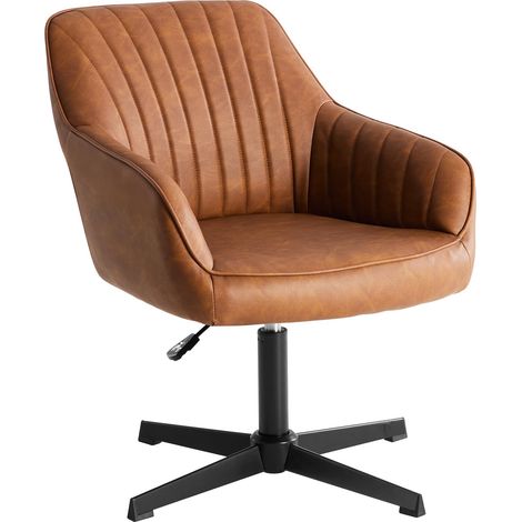 Chaises de Salle à Manger, Fauteuil de Cuisine pivotant et réglable en Hauteur - Fauteuil en Cuir pour Table à Manger avec accoudoirs, Chaise pivotante 360° en Marron, 2 pièces (1/5)