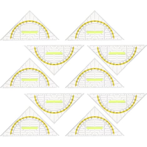 Lot de 10 rapporteurs transparents, règles mesure d'angle, écoles (1/5)