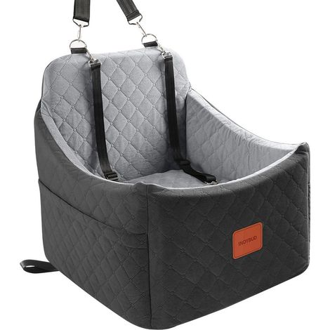 Siège auto surélevé pour chien petit/moyen, mémoire de forme, déhoussable, lavable, noir gris (1/5)