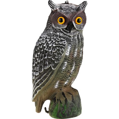 Épouvantail hibou solaire pour jardin, leurre de chasse anti-oiseaux, décoration extérieure sans yeux lumineux, contrôle des nuisibles efficace. (1/5)