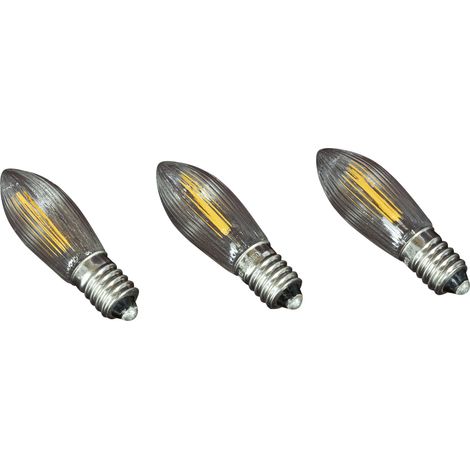 Saico LED-Ersatzlampe Riffelkerze E10 55V 0,3 W warmweiß 3er Pack LED-Leuchtmittel