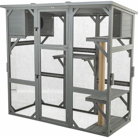 Katzenfreilauf 181 169 88 cm, grau