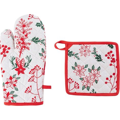 Gant et manique baies de Noël coton (1/3)