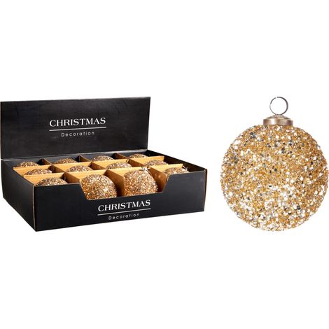 Pallina di Natale in vetro 10 cm oro PERAGA CHRISTMAS