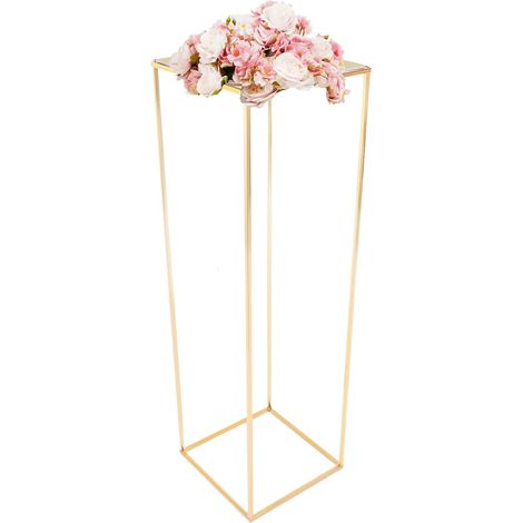 Supporto per fiori in metallo dorato – Vaso alto con supporto per centrotavola di matrimonio – Espositore per fiori stabile e facile da montare – Elegante centrotavola per compleanni, cerimonie e rice