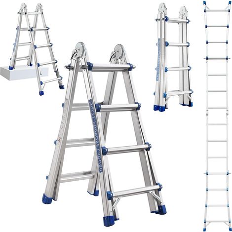 Escalera Telescópica de 4m, Escalera Telescópica de Aluminio, Escalera de Tijera 4x4, Taburetes con Tijeras Retráctiles (1/5)