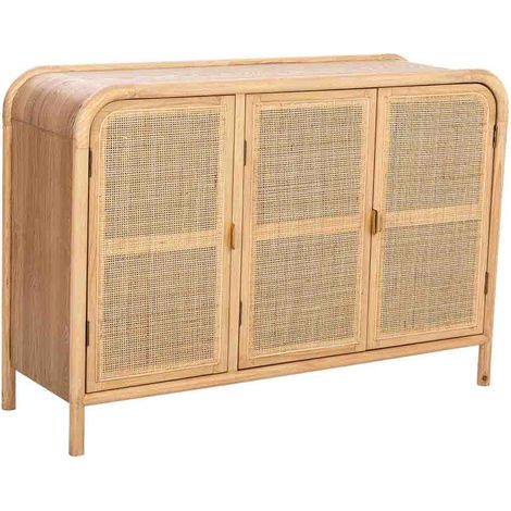 Aparador de madera y ratán marrón 120x41.5x82h cm
