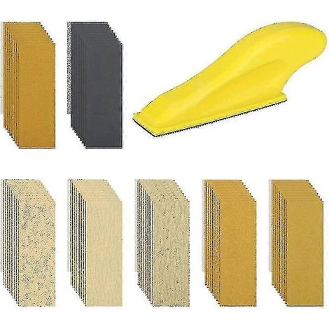 Outil de ponçage manuel miniature pour petits projets, avec 70 feuilles de papier de verre de grains 80, 120, 180, 240, 400 et 1000 (1/4)