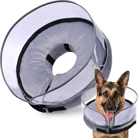 Cône pour Chien, Collier Gonflable de Récupération pour Chien, Collerette de Protection, Cône réglable de Collier élisabéthain - M (1/4)