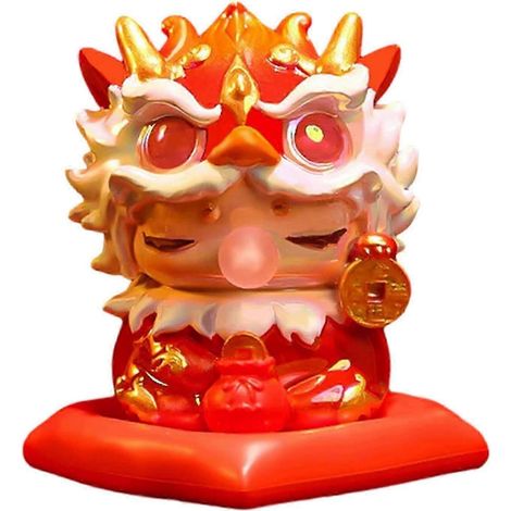 Mini statue de dragon, figurine de dragon miniature, ornement porte-bonheur pour bureau, décoration du Nouvel An chinois pour bibliothèque ou bureau-Red (1/5)